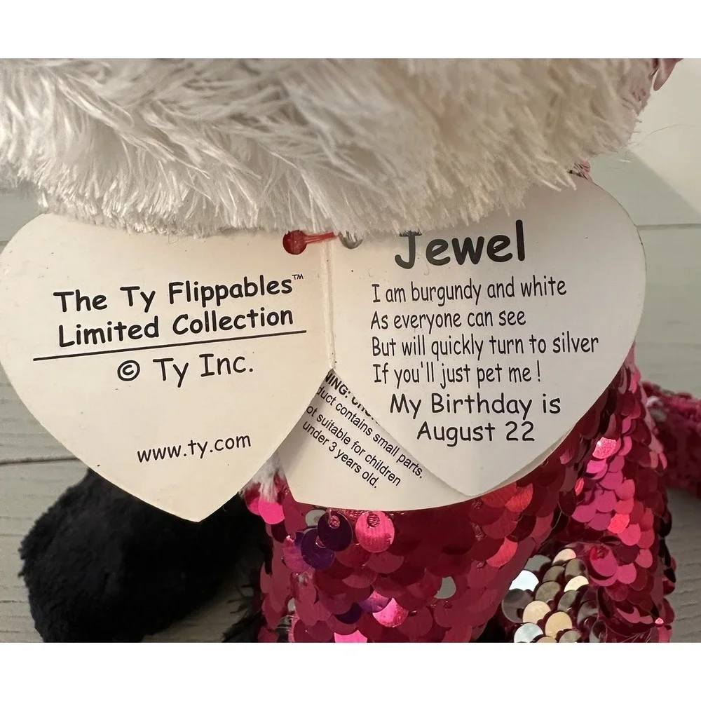 Ty Flippables Jewel Fox Plush Sequin Stuffed Animal 11 Inch New Pink Silver